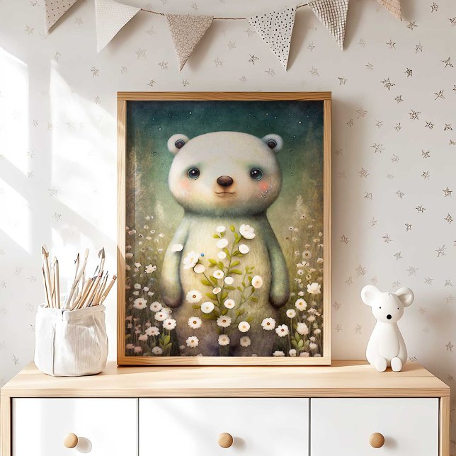 Fleur d'ours de bébé de la forêt | Impression du m (Woodland Bear Nursery Wall Decor | Gender Neutral by TinkPrints.)