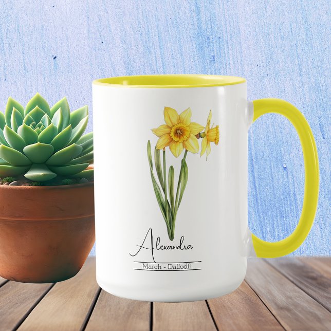 Fleur du mois de naissance mars Daffodique Mug (Créateur téléchargé)