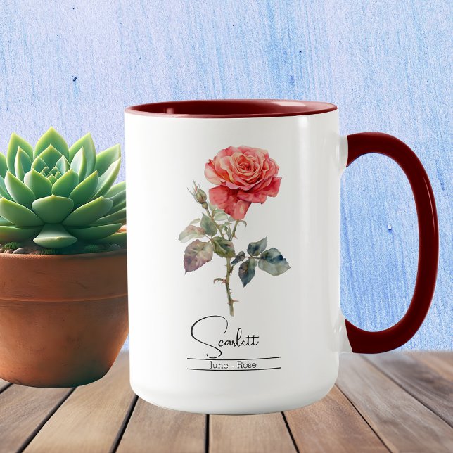 Fleur du mois de naissance Mug Rose de juin (Créateur téléchargé)