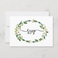 Fleur Élégante Blanche Écriture Manuscrite RSVP