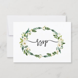 Fleur Élégante Blanche Écriture Manuscrite RSVP