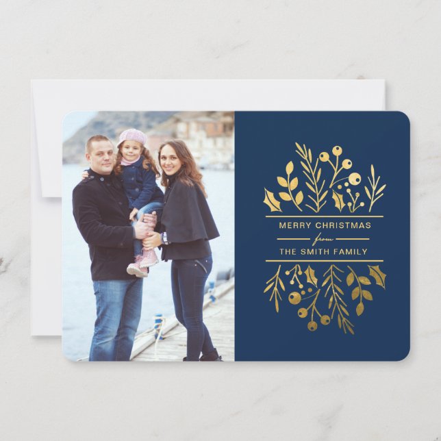 Fleur encadrée Joyeux Noël carte photo (Devant)