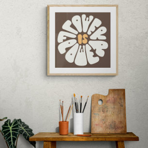 Fleur est Flower Poster Retro Vintage BG Brown