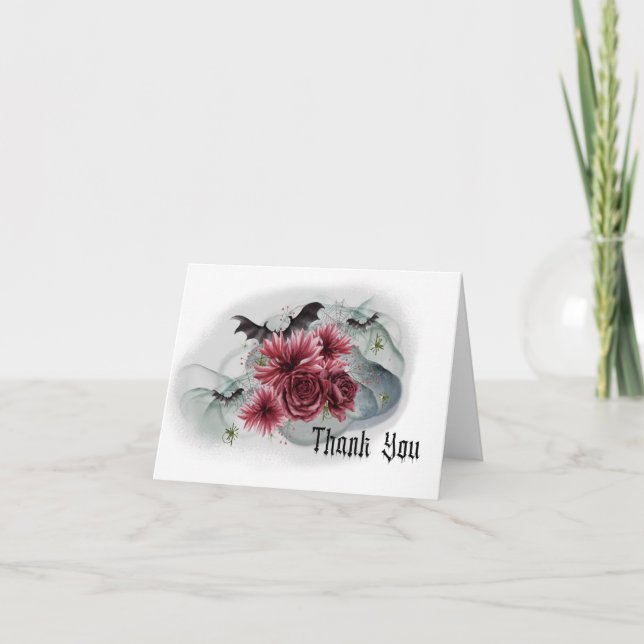 Fleur et Carte de remerciements chauve-souris (Devant)