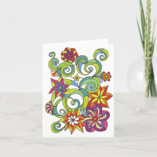 Fleur et carte pour notes vide de remous