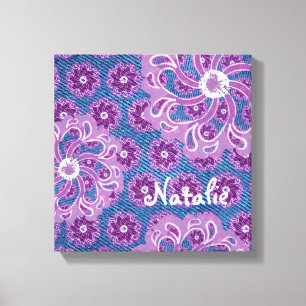 Fleur et denim carré toile envelopper