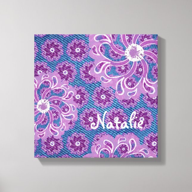 Fleur et denim carré toile envelopper (Recto)