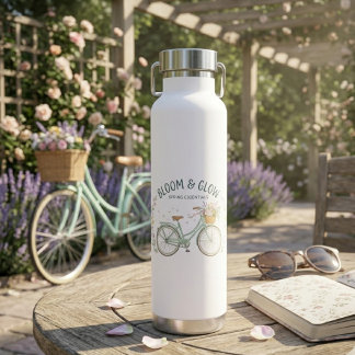 Fleur et éclat de bouteille d'eau Vélo vintage de