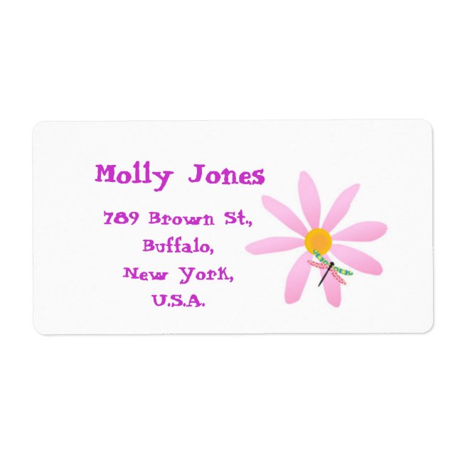 Fleur et Étiquette de libellules (Devant)