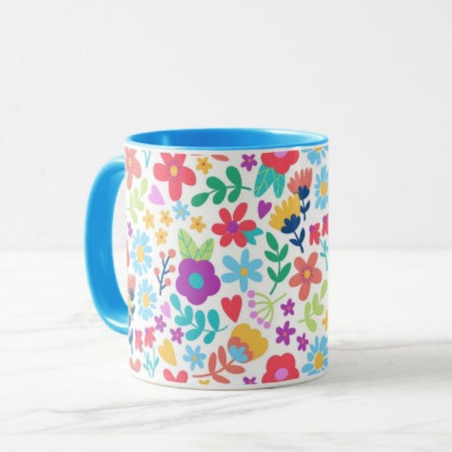Fleur et feuille Imprimer Mugs de café modernes (Créateur téléchargé)