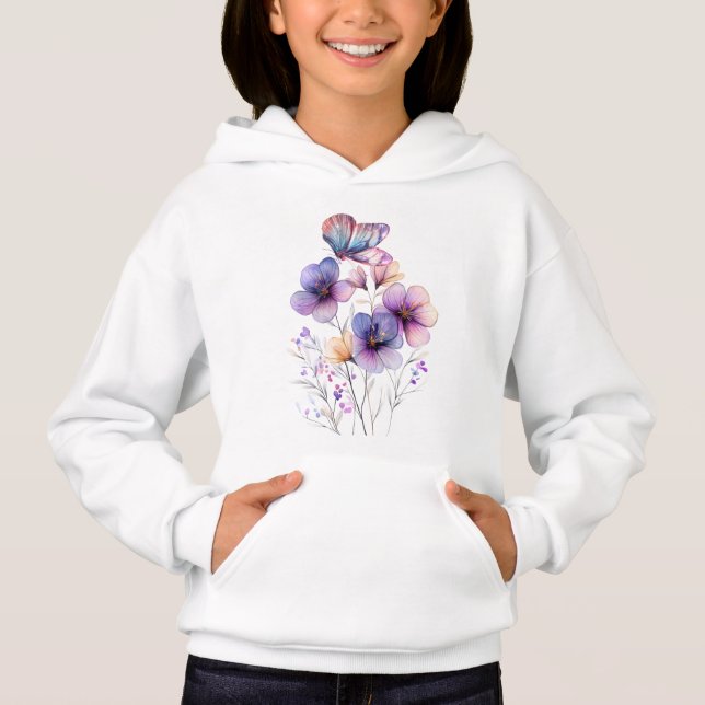 Fleur et papillon élégants violets de printemps   (Devant)