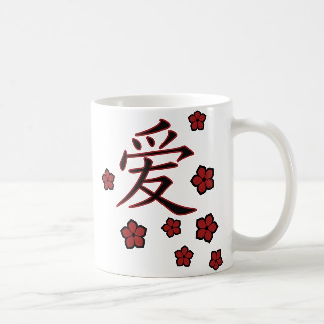 fleur et tasse de kanji d'amour (Droite)