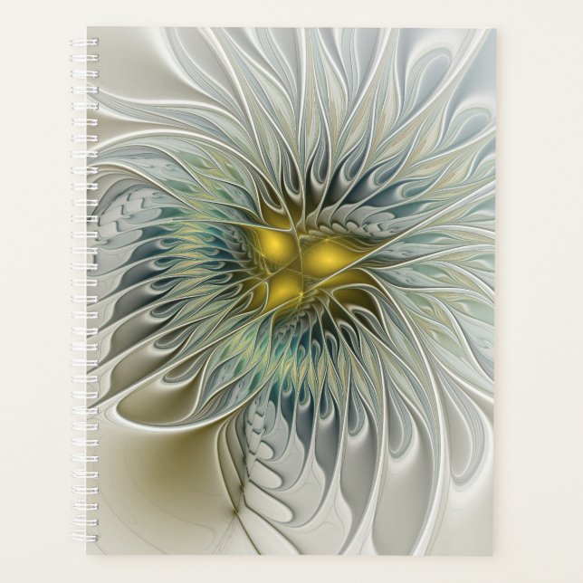 Fleur Fantastique Argent Doré Art Abstrait Fractal (Devant)
