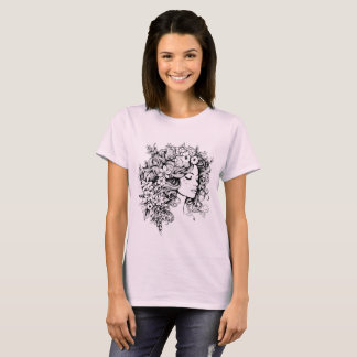 Fleur femme visage T-shirt Art pour filles/femmes