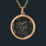 Fleur fille Mariage personnalisé Collier cadeau<br><div class="desc">Ce magnifique collier doré est conçu comme un cadeau mariage ou une faveur pour les filles de fleurs. Conçu pour coordonner avec notre Gold Foil Elegant Wedding Suite, il dispose d'une bordure dorée fausse feuille fleurie avec le texte "Flower Girl" ainsi qu'un endroit pour entrer son nom. Belle façon de...</div>