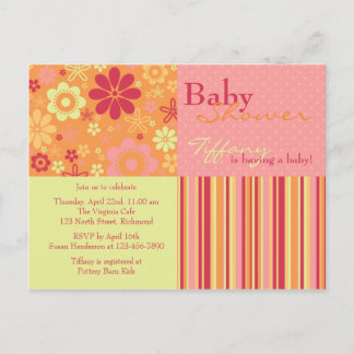 Fleur Fizz rose et orange ・ Invitation Baby shower