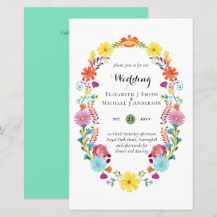 Fleur Folkart Fiesta Faire-part de mariage Boda