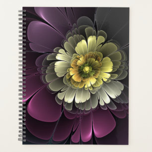 Fleur fractale grise et pourpre moderne abstraite