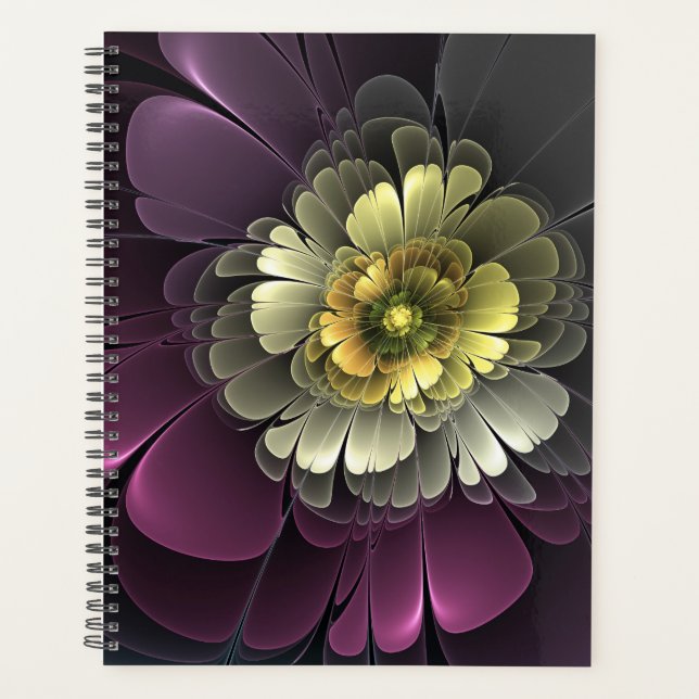 Fleur fractale grise et pourpre moderne abstraite (Devant)