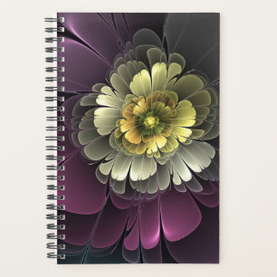 Fleur fractale grise et pourpre moderne abstraite
