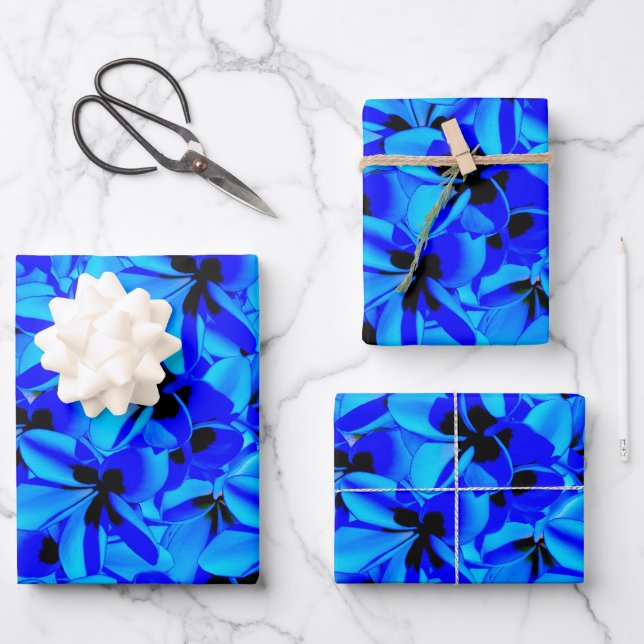 Fleur Frangipani Bleue, Feuilles Cadeaux, (Recto)