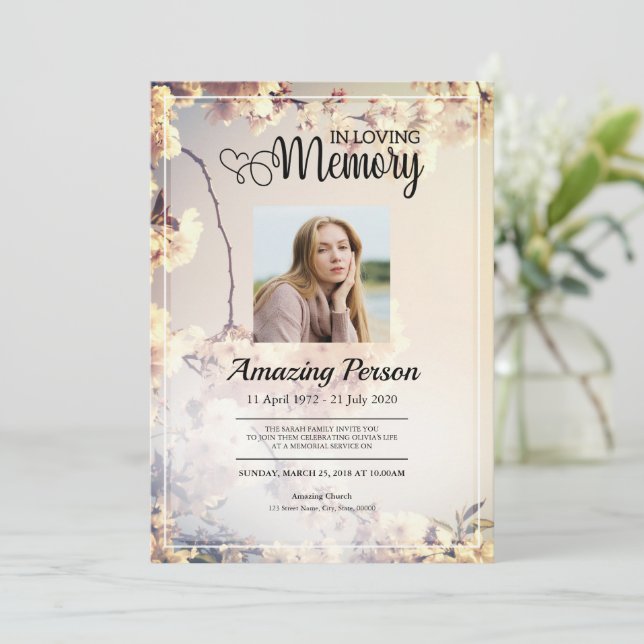 Fleur Funérailles ordre de service Invitation (Debout devant)