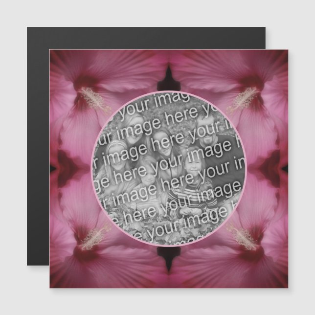 Fleur Hibiscus rose Créez votre propre aimant phot (Devant / Derrière)