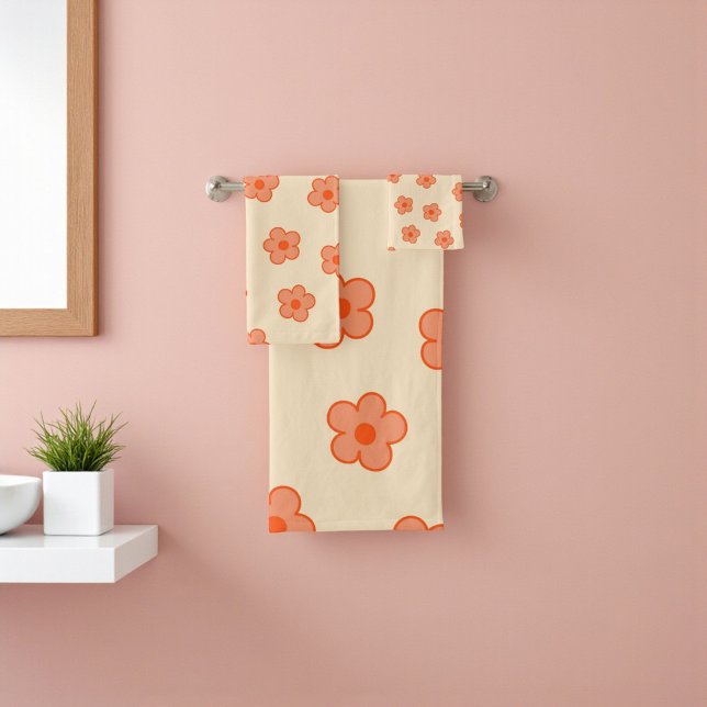 Fleur Hippie Orange Peach Preppie (Preppy Peach Orange Hippie Flower Bath Towel Set)
