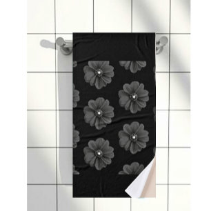 "Fleur illustrée en Motif gris-noir"