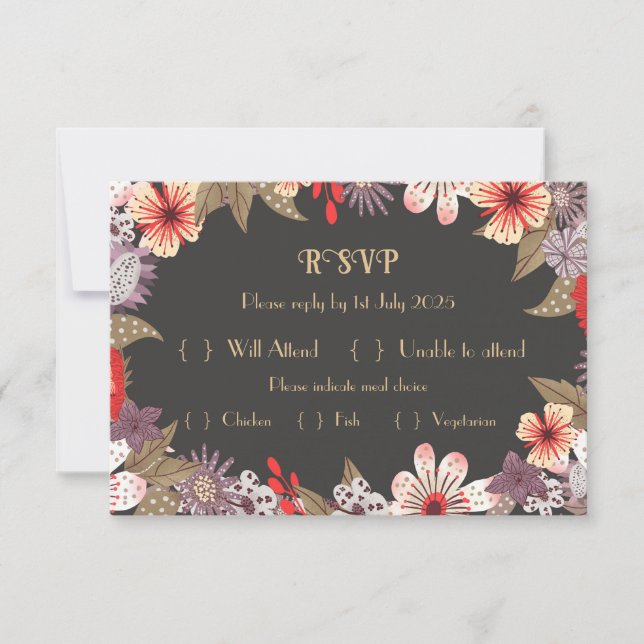 Fleur Imaginaire - Carte RSVP de mariage (Devant)