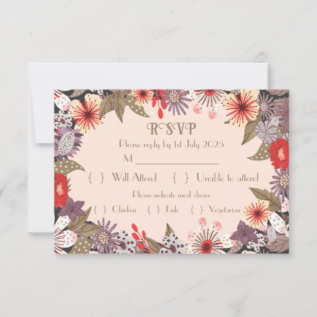 Fleur Imaginaire - Carte RSVP de mariage (Devant)