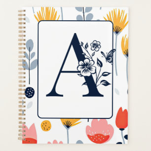 Fleur imprimée monogramme initiales nom minimalist