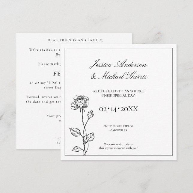 Fleur intemporelle avec texte Enregistrer la carte (Devant / Derrière)