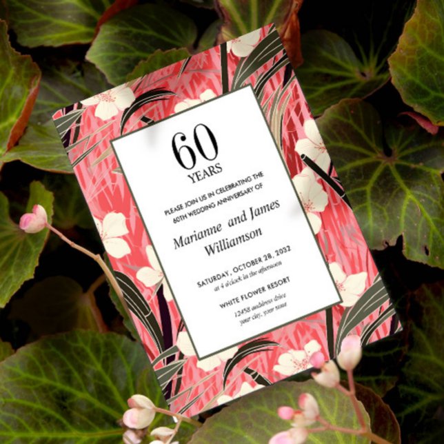 Fleur japonaise en bambou oriental 60 ans (ELEGANT ASIAN JAPANESE GARDEN INSPIRED 60TH WEDDING INVITATION BUDGET LOW COST)