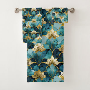 Fleur Japonaise Sarcelle Or