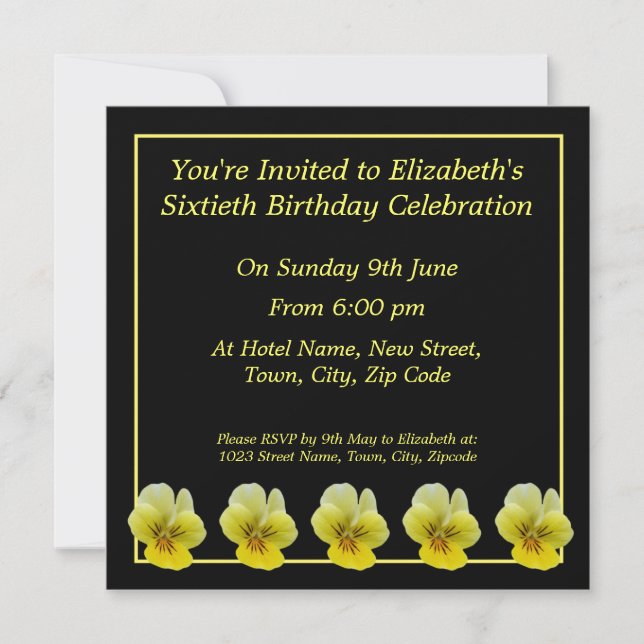 Fleur jaune 60e anniversaire Invitations (Devant)