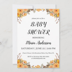 Fleur Jaune Baby Girl Baby shower Invitation