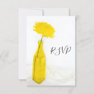 Fleur Jaune dans Vase Wedding Carte de réponse RSV