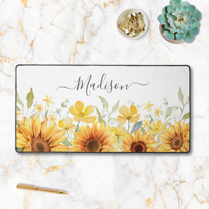 Fleur jaune de monogramme Tournesol floral botaniq