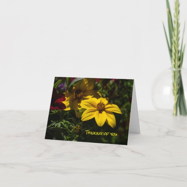 Fleur Jaune Penser de vous Plié Carte de voeux (Devant)