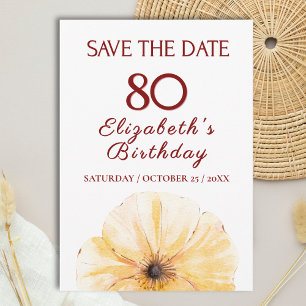 Fleur jaune pour les 80 ans, élégant Save the Date