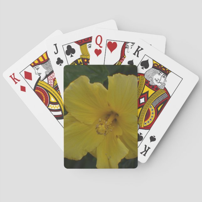 Fleur jaune sur des cartes de jeu (dos)