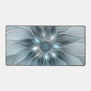 Fleur Joyeuse Abstrait gris bleu floral Fractal