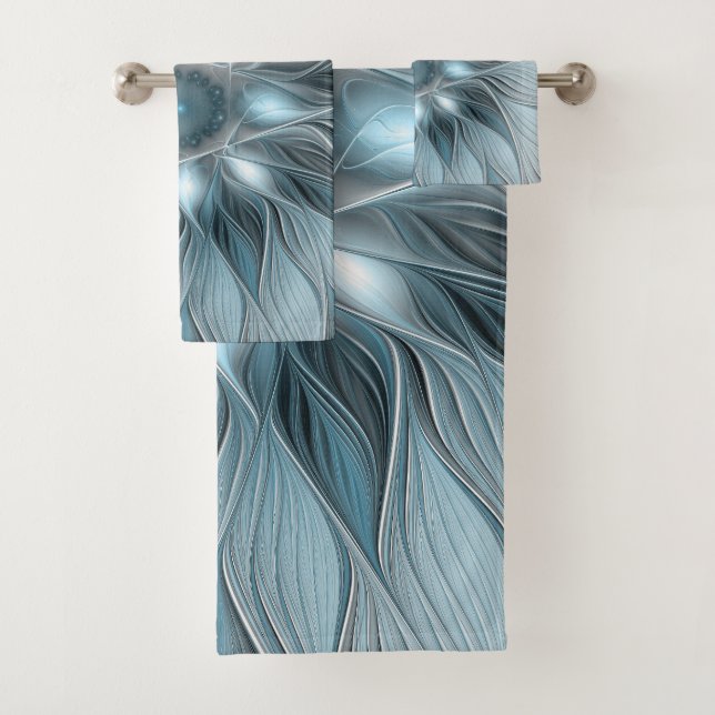 Fleur joyeuse abstraite fleur bleue grise fractale (En situation)