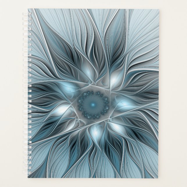 Fleur joyeuse abstraite fleur bleue grise fractale (Devant)