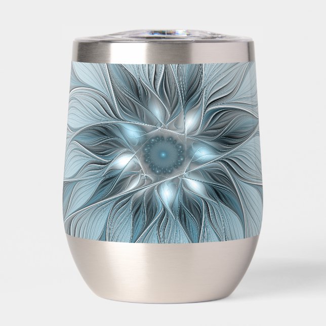 Fleur joyeuse abstraite florale fractale bleue gri (Avant)