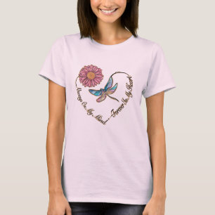 Fleur, libellule, Citation, T-shirt d'amour