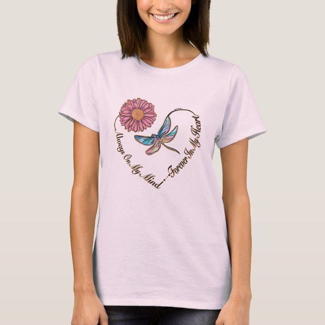 Fleur, libellule, Citation, T-shirt d'amour (Devant)