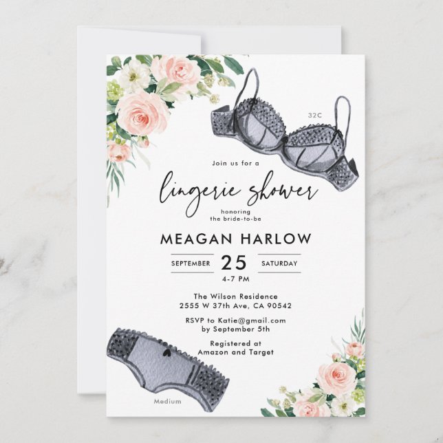 Fleur Lingerie Douche Lingerie Fête Invitation (Devant)