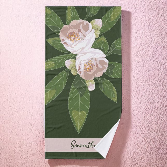 Fleur Luxuriante et Élégance de la Végétation (Lush Flower and Greenery Elegant Bath Towel)